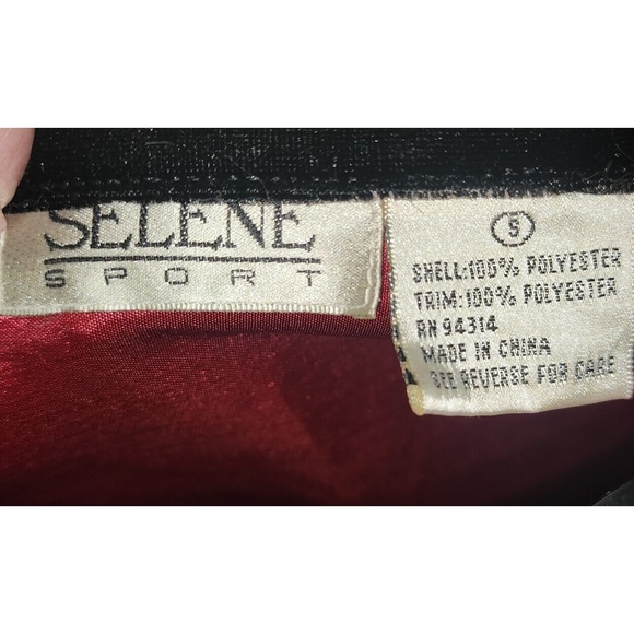 Selene Sport‎  Floral Embroidered Blouse Velvet Trim Button Down Red XL - Picture 4 of 5